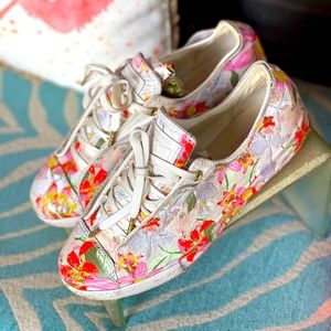 PAT BO CONVERSE FLORAL SNEAKERS 6 pink rare style